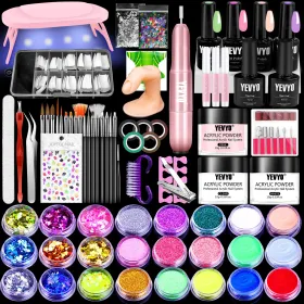 Acrylic Nail Kit With Drill, 4 Colors Gel Polish And UV Light Nail Kit, Birthday Gifts For Women, Valentines Day Gifts For Girl, Professional Nails Ki
