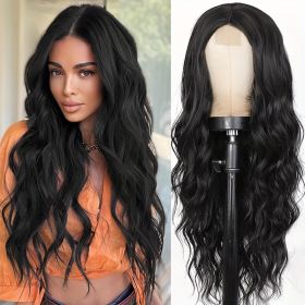 26 Inch Women's Black Long Wave Non-toxic Wig, Small Lace Heat-resistant Synthetic Wig, Natural Wig Suitable For The Whole Scene