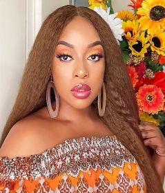 Lace Female Non-toxic Wig, Soft Natural Brown Blonde Hair, High-temperature Fiber, , Non-adhesive 13X2.5 Lace Area, Versatile Wig