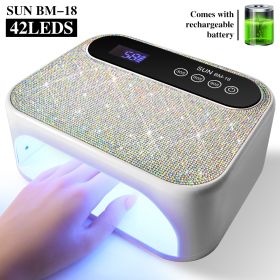 Cordless UV Nail Lamp, Rechargeable UV Gel Nail Light, Sparkling Rhinestones Diamond UV Light, Professional Fast Curing Nail Dryer With 3 Timers Touch