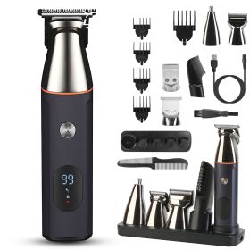 1Set All In One Beard Trimmer For Men With 5 Trimmer Heads IPX5 Waterproof Electric Razor For Face Nose Body Beard Cordless Hair Shaver Clipper Groomi