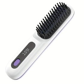 USB Wireless Household Electric Hair Straightening Comb For Both Straightening And Curling Without Damaging Hair (Color: White)