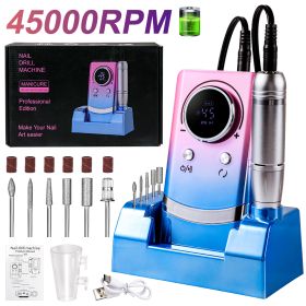 Electric Nail Drill Professional - 45000RPM Rechargeable Nail File With Bits & Base For Acrylic Gel Nails, Professional Nail Drill Manicure Pedicure P (Option: Color)