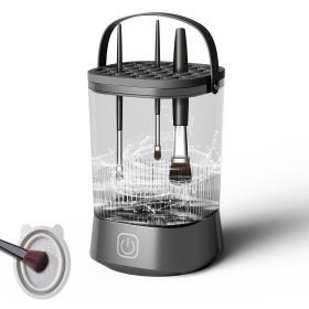 Electric Makeup Brush Cleaner - 9000 RPM Makeup Brush Cleaning Machine, Waterproof Automatic Makeup Brush Cleaner For Makeup Sponges And Brushes (Color: Black)