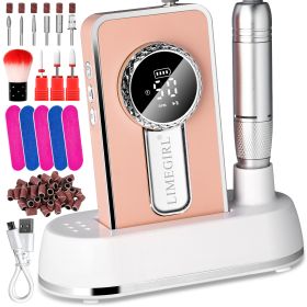 Electric 45000RPM Nail Drill Machine Rechargeable Portable Nail File Electric DIY Nail Drill Kit With Smart LCD Screen For Gel Nail Manicure And Pedic (Color: Orange)