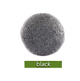 Konjac Sponge For Washing Face Round Konjac Konnyaku Sponge Facial Cleansing Exfoliator Bathing Puff Face Wash Puff (Color: Black)