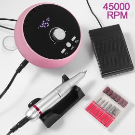 45000RPM Professional Electric Nail Drill Manicure Machine Low Noise Nails Sander Set Portable Nail Drill Tools, Used For Sanding And Polishing, Suita (Color: Pink)