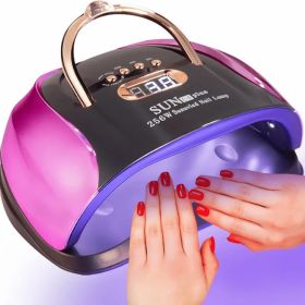 256W High-Power UV LED Nail Lamp With 4 Timer Settings, Automatic Sensor & Smart Display - Fast Gel Polish Curing, Purple & Black Design, Ergonomic Ha (Color: Purple)
