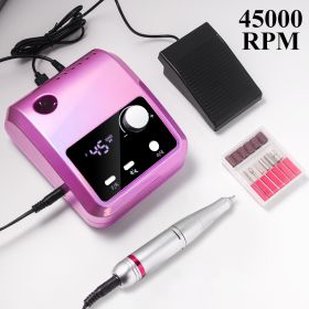 Electric Nail Drill Professional - 45000 RPM Nail File Kit Machine With LCD Display, Hand & Foot Control Low Noise For Acrylic, Gel Nails, Manicure & (Color: Purple)