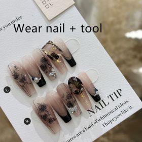 Handmade Long Camellia Girl Nail Tip (Option: Wear A Plus Tool-S)