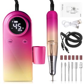 45000RPM Professional Nail Drills Kit With 6 Drill Bits, Portable Electric Nail Drill For Acrylic Nails Gel Polishing Removing, Rechargeable Nail File (Color: Purple)
