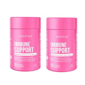Natural Herbal Immune Defense Immunity Vitamins Supplement Booster And Mushroom Supplement With Lion's Mane, Reishi, Chaga, Cordyceps, Turkey Tail & M (Option: Immune Support-60Count 2Packs)