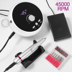 45000RPM Professional Electric Nail Drill Manicure Machine Low Noise Nails Sander Set Portable Nail Drill Tools, Used For Sanding And Polishing, Suita (Color: White)