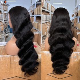 Wig Human Hair Body Wave Lace Front Wigs Wholesale Glueless Hd Lace Frontal Wigs For Black Women (Option: Black-16Inches-13X4CM)