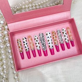 GGDDSHA Nails 10pcs Handmade Press On Nails -GlitterGold Diamond Extra Long Stiletto Reusable Gel UV FinishedFalse Nails, Designer Fashion 3D Hand-pai (Option: L)