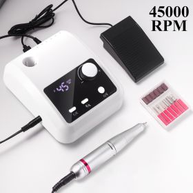 Electric Nail Drill Professional - 45000 RPM Nail File Kit Machine With LCD Display, Hand & Foot Control Low Noise For Acrylic, Gel Nails, Manicure & (Color: White)