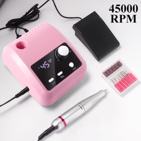 Electric Nail Drill Professional - 45000 RPM Nail File Kit Machine With LCD Display, Hand & Foot Control Low Noise For Acrylic, Gel Nails, Manicure & (Color: Pink)