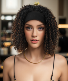Self-pickup Especially Yours Curly Headband Wig Shoulder-Length Layers Of Natural Spiral Curls With Full, Bouncy Volume, Comfy Stretch Band Runway Sha (Option: OP430)