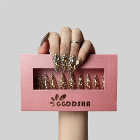 GGddsha Full Diamond Medium Almond Press On NailsReusable PMMA Acrylic Handmade Nails Full Deluxe 3DCrystal Fake Nails W Box Gift For Women,Crown Jewe (Option: M)