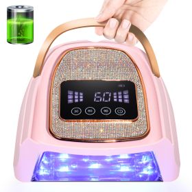 Rechargeable UV LED Nail Lamp, Cordless Nail Lamp For Gel Polish, UV Nail Lamp With 4 Timer Setting And Handle, Professional Nail UV Light For Gel Nai (Color: Pink)