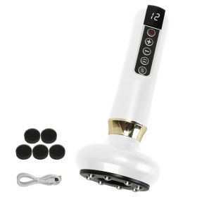 1Pc Anti Cellulite Massager Handheld Vacuum Suction Cupping Kit Beauty Tool With 12 Suction Mode 12 Heating 20Mins Auto-Off One-Key Pressure Release F (Color: White)