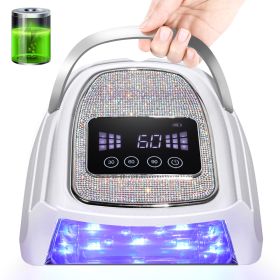 Rechargeable UV LED Nail Lamp, Cordless Nail Lamp For Gel Polish, UV Nail Lamp With 4 Timer Setting And Handle, Professional Nail UV Light For Gel Nai (Color: White)