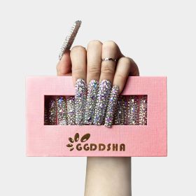 GGddsha 2025 Long Novel Design And Reusable PMMAAcrylic Press On Nails  Handmade Nails Full CoverLuxurious 3D Crystal False Nails With Box Gifts,Stell (Option: L)