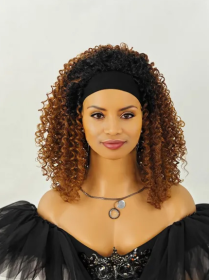 Especially Yours Curly Headband Wig Shoulder-Length Layers Of Natural Spiral Curls With Full Bouncy Volume  Comfy Stretch Band Runway Shades Of Black (Option: OP27)