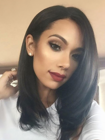 Self-pickup Shoulder-Length Layered Wigs With Bangs  14 Inch Peek-a-boo Color Black Mix Brown Mid-Length Wavy Wigs For Natural Black Women, Heat Resis (Option: SUE61B)