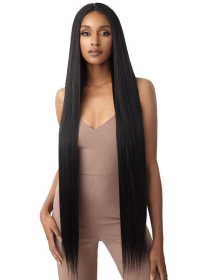 Self-pickup 36 Inch Length Yaki Straight Lace Front Synthetic Wig Middle Parting HD Clear Glueless Lace Wig Heat Resistant Fiber Pre-Plucked Hairline (Option: LY2041)