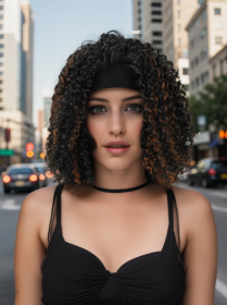 Self-pickup Especially Yours Curly Headband Wig Shoulder-Length Layers Of Natural Spiral Curls With Full, Bouncy Volume, Comfy Stretch Band Runway Sha (Option: OP1B30)