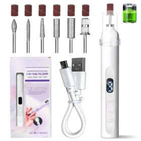 Electric Nail Drill With Drill Bit And Sanding Belt - Cordless Professional Nail Polish For Nail And Foot Care, Portable Nail Drill Machine Kit For Ac (Color: White)