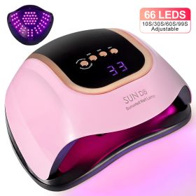 UV LED Nail Lamp, Nail Dryer For Gel Polish, 3 Timers Curing Lamp Professional Nail Light, 66Pcs Uv Beads And Automatic Sensor (Color: Pink)