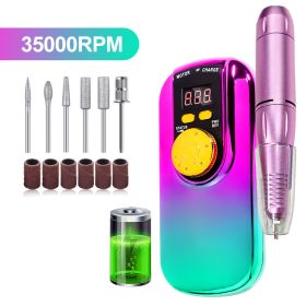 Portable Electric Nail Drill Cordless,35000 RPM Electric Nail File With Holder,Rechargeable Nail Drill E Filer For Nails,Electric Nail Buffer Nail Fil (Option: Greener)