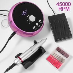 45000RPM Professional Electric Nail Drill Manicure Machine Low Noise Nails Sander Set Portable Nail Drill Tools, Used For Sanding And Polishing, Suita (Color: Purple)