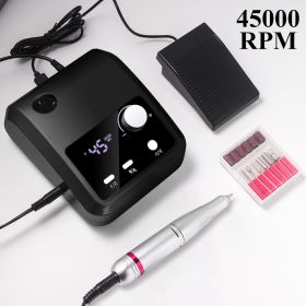 Electric Nail Drill Professional - 45000 RPM Nail File Kit Machine With LCD Display, Hand & Foot Control Low Noise For Acrylic, Gel Nails, Manicure & (Color: Black)