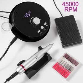 45000RPM Professional Electric Nail Drill Manicure Machine Low Noise Nails Sander Set Portable Nail Drill Tools, Used For Sanding And Polishing, Suita (Color: Black)