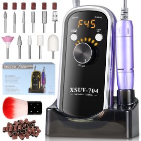 Professional Rechargeable Electric Nail Drill 40000 RPM, Portable Nail File With Storage Stand For Acrylic Gel Polishing Removing - Easy To Use For Wo (Color: Purple)