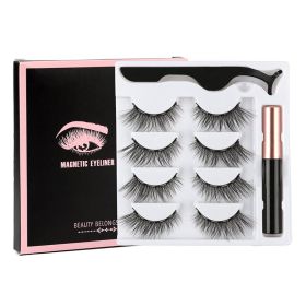 Magnetic Eyelashes Set 3/4/5/10 Pairs Natural Magnet False Eyelashes Makeup Kit Reusable Soft Mink Lashes Eyelash Extension Tool (Color: 4 Pair-6D-22-M)
