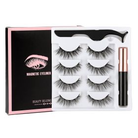 Magnetic Eyelashes Set 3/4/5/10 Pairs Natural Magnet False Eyelashes Makeup Kit Reusable Soft Mink Lashes Eyelash Extension Tool (Color: 4 Pair-6D-24-M)