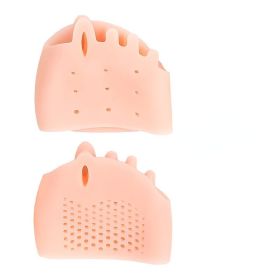 2pcs Silicone Toe Separator Hallux Valgus Corrector Bunion Orthotics Protector Pain Relief Forefoot Pad Socks Foot Care Pedicure (Color: Skin)