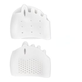 2pcs Silicone Toe Separator Hallux Valgus Corrector Bunion Orthotics Protector Pain Relief Forefoot Pad Socks Foot Care Pedicure (Color: White)