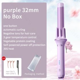 Automatic Hair Curler 28mm/32mm Large Wave Curling Iron Anion Fast Heating Professional Styling Curlers Curling Wand Hair Waver (Color: purple-32mm no box, Plug Type: EU)