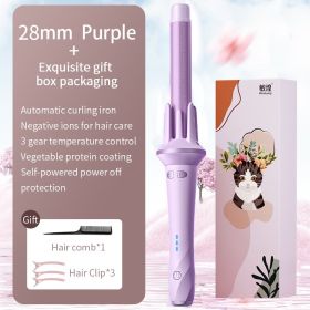 Automatic Hair Curler 28mm/32mm Large Wave Curling Iron Anion Fast Heating Professional Styling Curlers Curling Wand Hair Waver (Color: purple-28mm with box, Plug Type: AU)