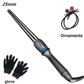 LCD curlers conical curling iron single tube ceramic glaze pear flower cone electric hair curly hair (Color: 25mm, Plug Type: AU)