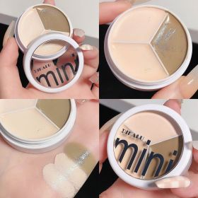 3 Colors Concealer Cream Full Coverage Acne Spot Dark Circles Contour Concealer Palette with Brush Moisturizing Cosmetics Makeup (Color: 03)