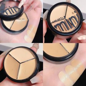3 Colors Concealer Cream Full Coverage Acne Spot Dark Circles Contour Concealer Palette with Brush Moisturizing Cosmetics Makeup (Color: 04)