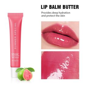 Summer Lip Balm Moisturizing Mirror Lip Gloss Lip Vanilla Mint Iced Coffee Cake Smell Lipstick Transparent Lip Oil Makeup (Color: 5 Pink Guava)
