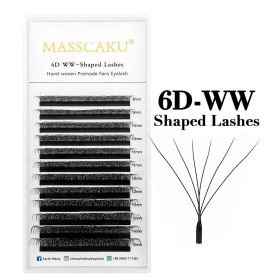 MASSCAKU W Shape 3D 4D 5D Premade Volume Easy Fans Nature Soft Light Individual Lashes Clover Bloom False Eyelashes Extension (Color: 6D WW Shape, Curl, Thickness, Length: C, 0.07mm, 11mm)