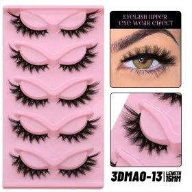 GROINNEYA 3D Volume Faux Mink Eyelashes Manga Lashes Cross Wispy Soft Extension Perfect for Daily & Makeup Use (Color: 5pairs-MAO13)